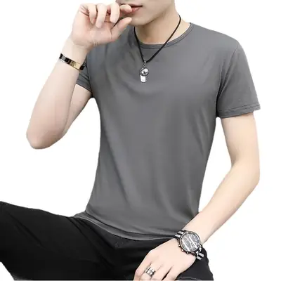Men's Deep Gray Modal T-Shirt 2025 Summer