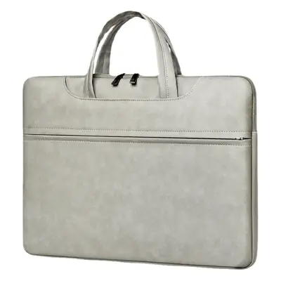 Grey PU Leather Laptop Bag Women Tablet iPad Protective Bag Lightweight Shoulder Bag