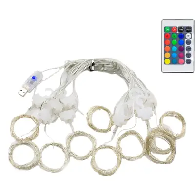 USB Color-Changing Curtain Lights 16-Color Remote Control