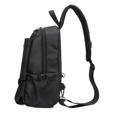 Men's Black Crossbody Shoulder Bag Large Capacity Pleated Fashion