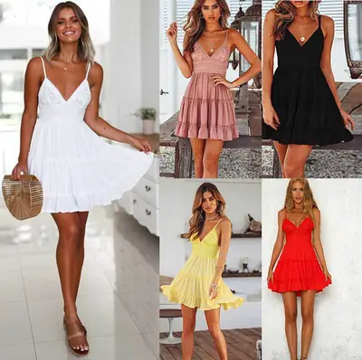 Red Lace Backless Dress for Women Mid-Skirt