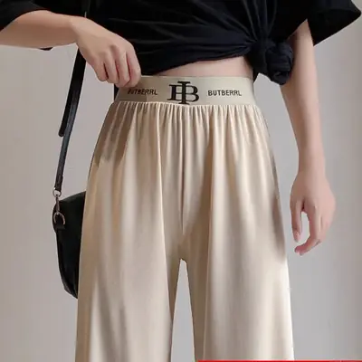 2021 Ice Silk Wide Leg Pants Women's Cool Thin Korean Style
