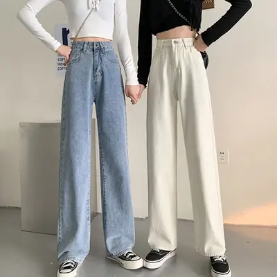 Women's Black Wide Leg Pants with High Waist Drawstring