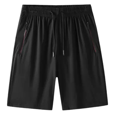 Men's Black Ice Silk Shorts Half-Length Loose Running Pants