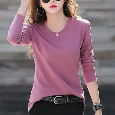 Women's Black Long Sleeve Slim Fit T-Shirt Autumn Winter