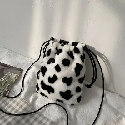 Women's Pink Cow Print Shoulder Bag 2021