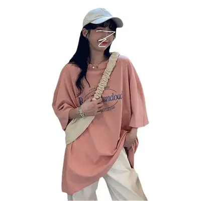 Summer 2025 Loose Plus Size Bfe Style Pink T-Shirt