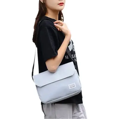 Simple Men's Grey Shoulder Messenger Bag