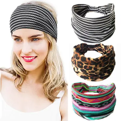 Women's Printed Elastic Headband with Wide Bristle