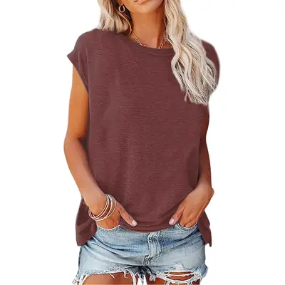 Women Cotton Round Neck Off Shoulder T-Shirt 2023