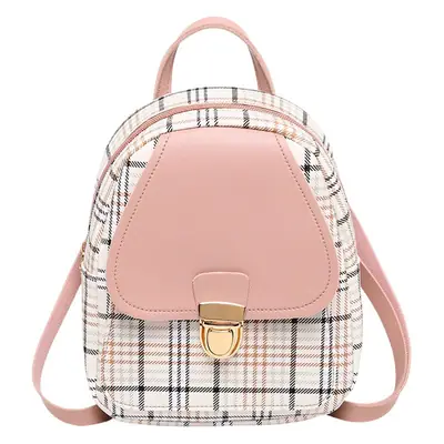 Korean Plaid Contrast Lock Buckle Shoulder Crossbody Backpack