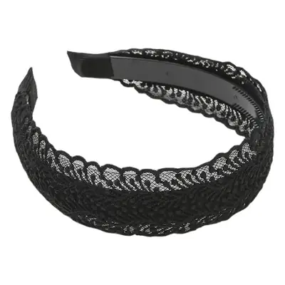 Black Lace Wide Brim Headband for Women