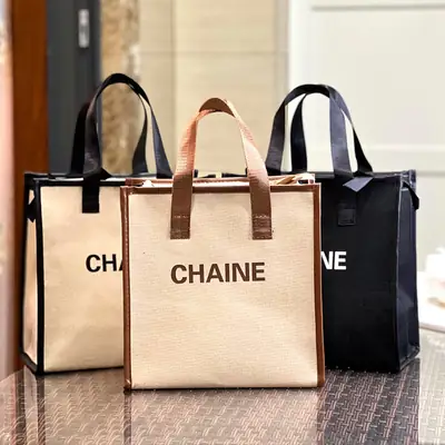 Black Letter French Style Cosmetic Bag Handbag Lunch Box Bag