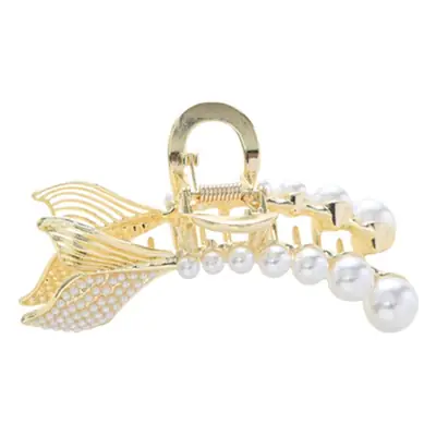 Gold Pearl Fishtail Hairpin Small Grab Clip for Women