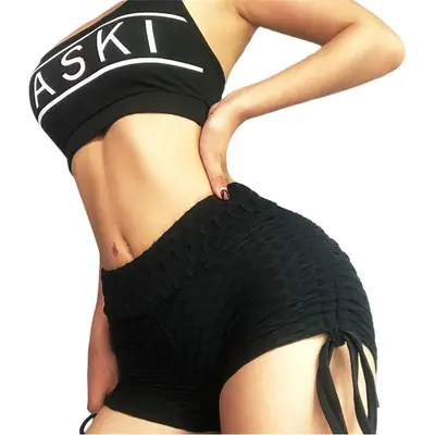 2024 Women's Spliced Slim Yoga Shorts with Three-Point Bow
