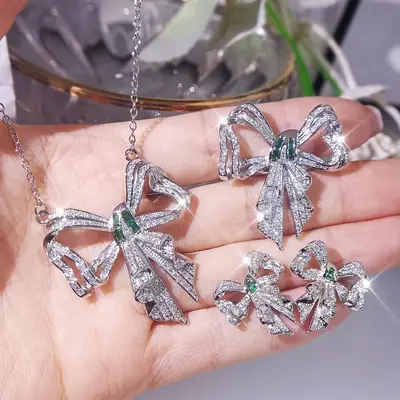South Korea Butterfly Zircon Necklace Set