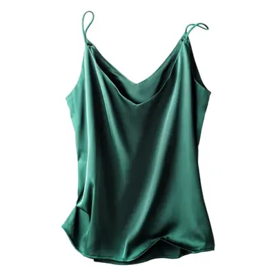 Women's White Satin V-Neck Camisole with Silk Bottom