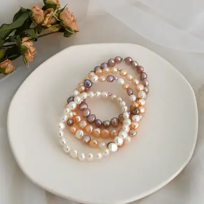925 Silver Pearl Alien Baroque Bracelet