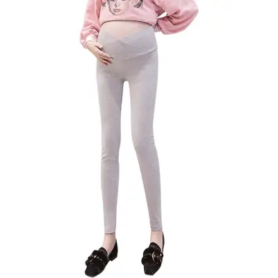 Pregnant Women's Grey Cross Modal Leggings Low Waist