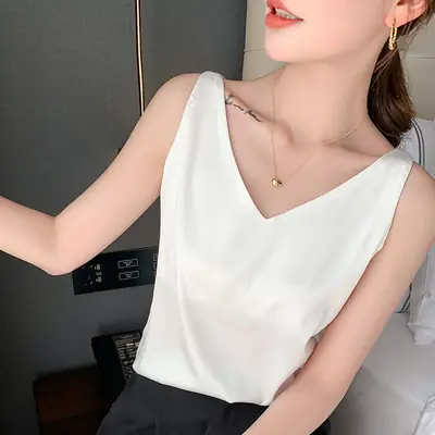 Women's V Neck Satin Camisole Large Size