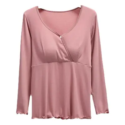 Yellow Long Sleeve V-Neck Nursing Top for Women