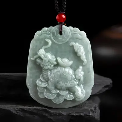Jadeite Dragon Turtle Pendant for Men Women