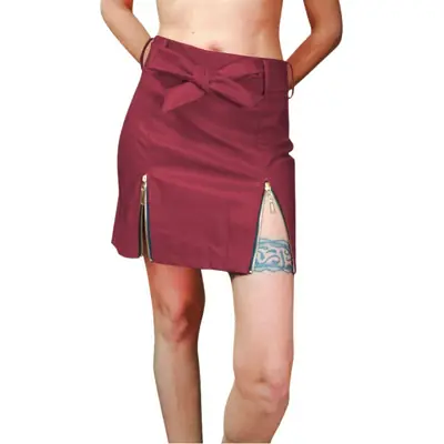 Black Belted Zipper Skirt for Women Large Size