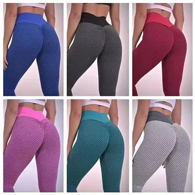 European Size Honeycomb Jacquard Yoga Pants for Women