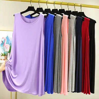 Modal Crewneck Slip Skirt Plus Size Spring Summer