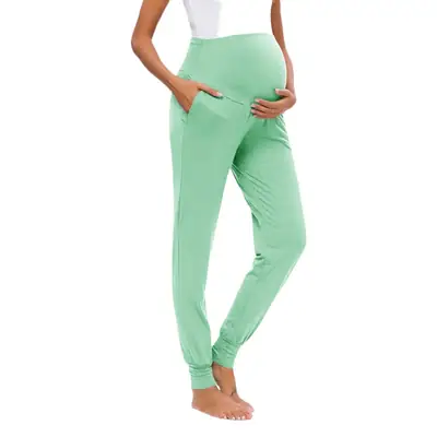 Green Maternity Yoga Pants for Pregnant Women