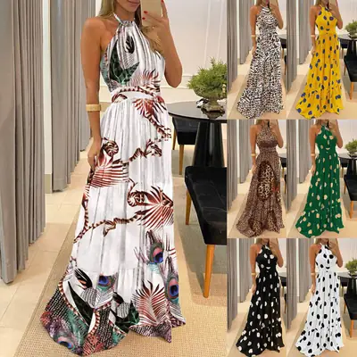 2021 Digital Printed Wave Dot A Dress Large Stock