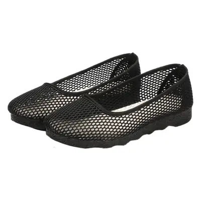 Women's Black Mesh Slip-On Flat Shoes