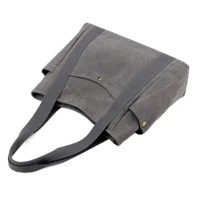 Grey Canvas Handheld Shoulder Bag for Women Large Capacity