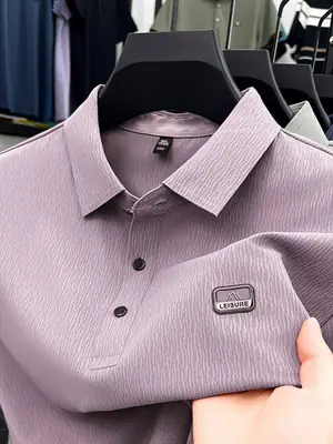 Men's Blue Cotton Polo Shirt Summer Casual Work Style