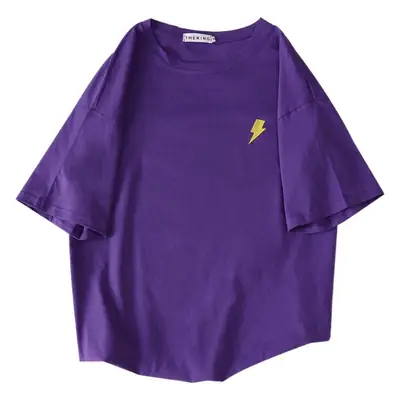 Purple Loose Fleece T-Shirt Women Summer Wear