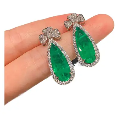 Emerald Pear-Shaped Necklace Earrings Set 8x20