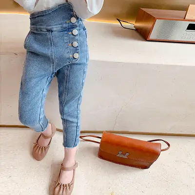 Girls Skinny Jeans with Four Buttons 23 Autumn