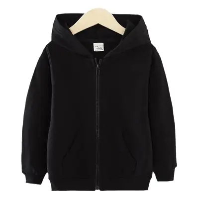 Gray Full-Zip Hooded Zipper Jacket for Boys Girls