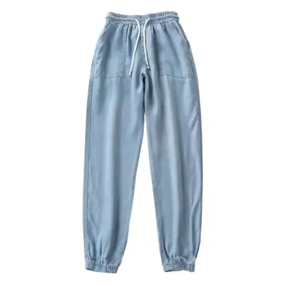 Tencel Light Blue Casual Pants Women Large