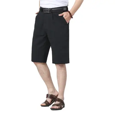 Men Cotton Cropped Shorts Grey High Waist