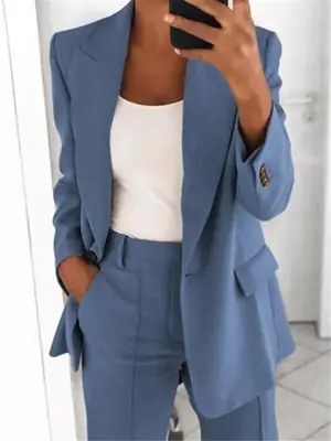 Women's 2023 Autumn European American Fashion Lapel Suit Jacket Brown