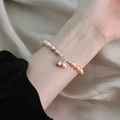 Freshwater Pearl Bracelet for Girls, Orange Pink Purple, New Arrival