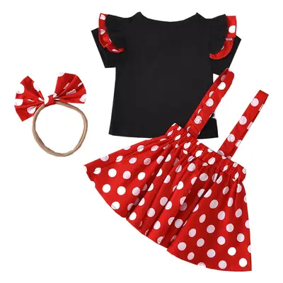 2023 New Girl's Dot Bow Dress Set Small
