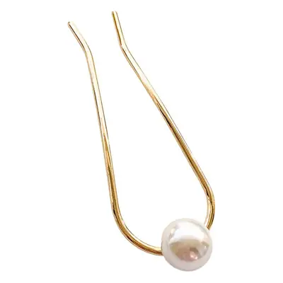 U-Shaped Pearl Hairpin Gold Minimalist Elegant