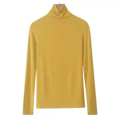 Women's Maroon High Collar Long Sleeve T-Shirt