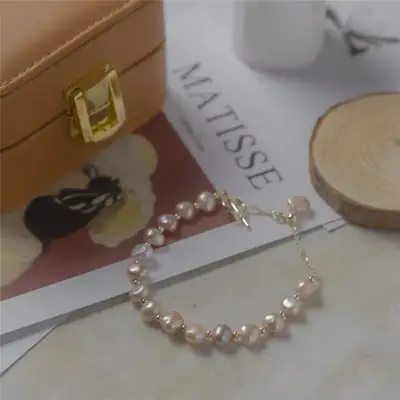 Natural Baroque Pearl Bracelet 14K Gold Light Luxury