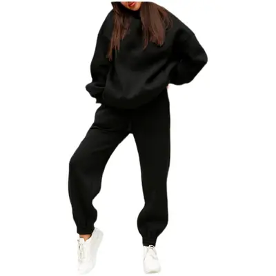 Women Pink Fleece Hooded Sweatpants Set