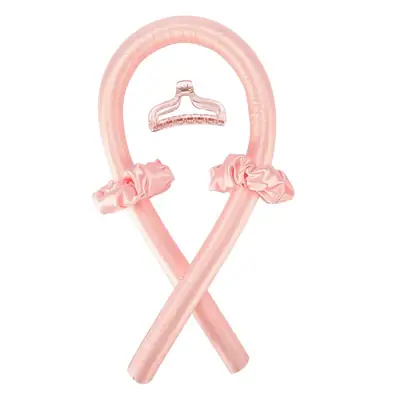 Pink Bow Heatless Curls for Women Hair