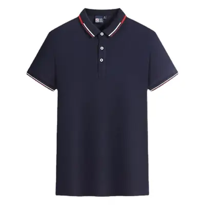 Men White Polo Shirt with Embroidered Collar