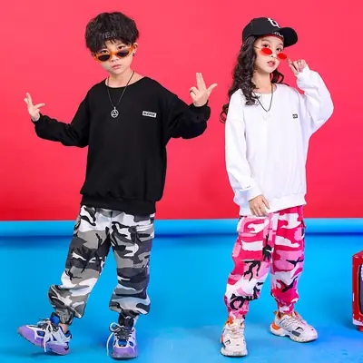Boys Hip Hop Street Dance Suit Kids Cami Pants White Sweatshirt